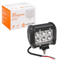Фото товара - Фара светодиодная (балка) двухрядная, 6 LED направленный свет, 18W, (98х78х65) 12/24V (ALED040)