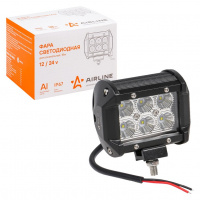 Фото товара - Фара светодиодная (балка) двухрядная, 6 LED рассеянный свет, 18W, (98х78х65) 12/24V (ALED041)