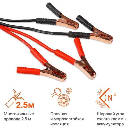 Большое фото товара - Провода для прикуривания 300А (2,5м, 6/12В) (серия STANDARD), 00097282. Вариант №3